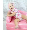 Valentine's Day Light Pink Rose Fusion Baby Jumpsuit & Light Pink Headband Rose Fusion Satin Bow TH549